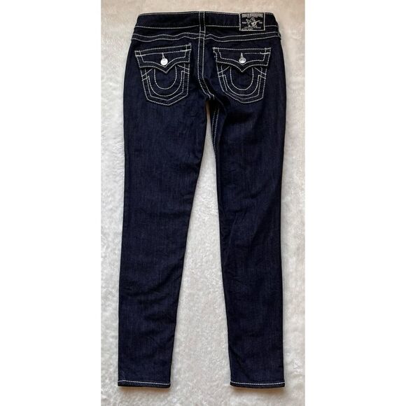 True Religion Big T Mid Rise with Flaps Skinny Jeans in Dark Blue Wash, Size 29 - Picture 11 of 13